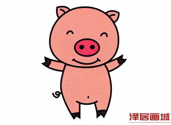 简笔画粉红小猪的画法图片
