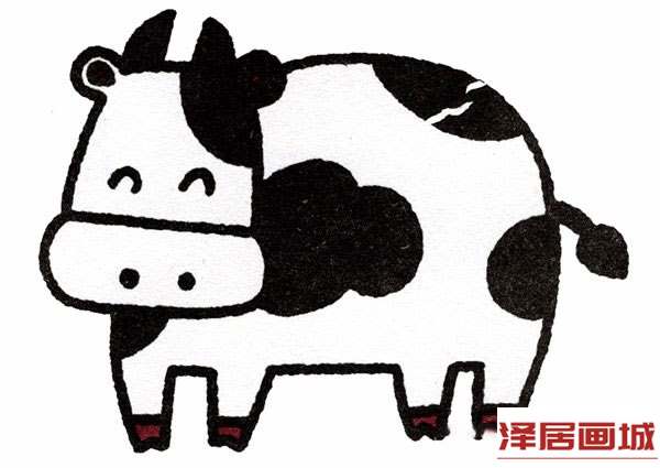 简笔画卡通风格的奶牛图片步骤