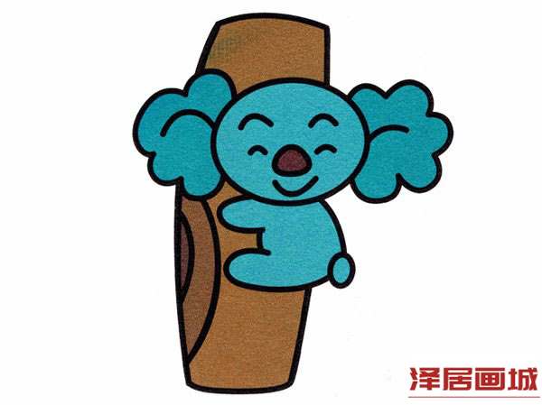 爬在树上的小考拉简笔画图片彩色