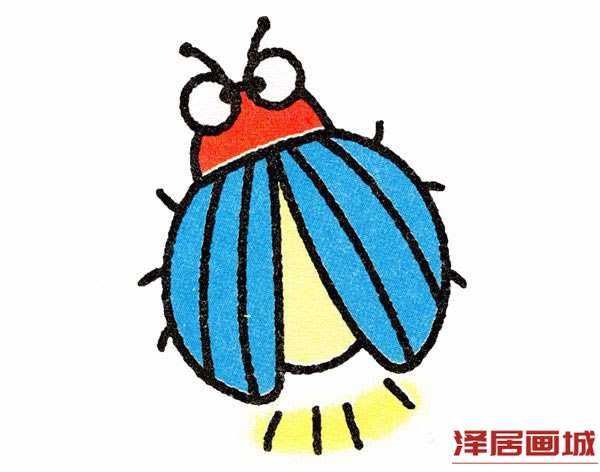 彩色发光的萤火虫简笔画画法教程