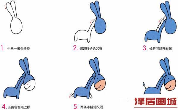 可爱卡通小毛驴简笔画的画法图片