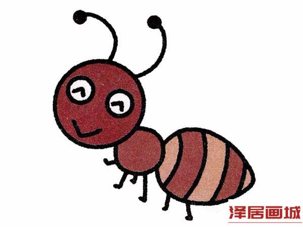 可爱小蚂蚁简笔画的画法图片彩色