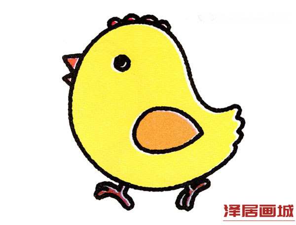 可爱卡通小鸡简笔画的画法步骤
