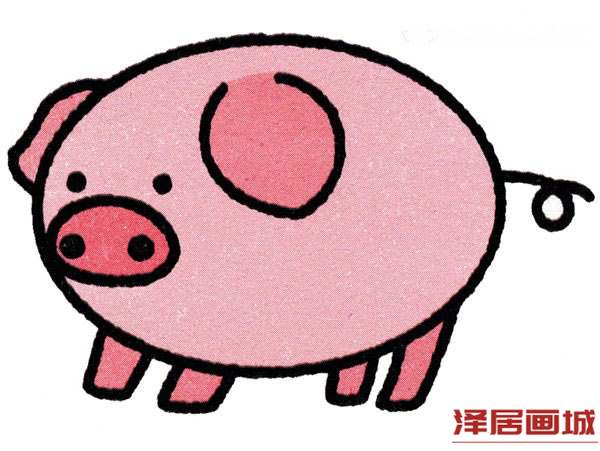 粉嫩小猪简笔画画法图片教程
