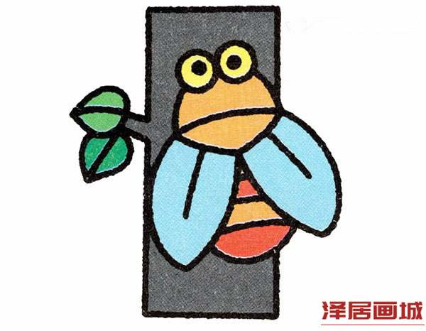 彩色树上的知了简笔画图片教程