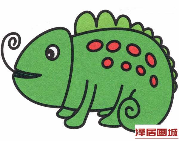 可爱彩色变色龙简笔画的图片教程
