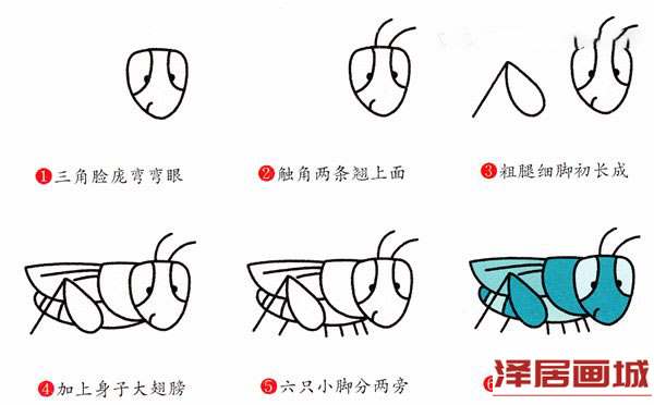 可爱小蟋蟀简笔画的画法图片