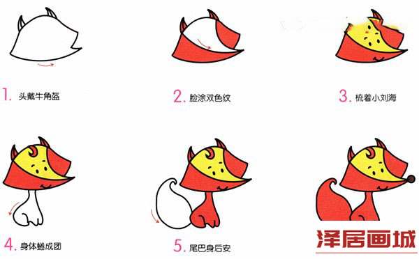 漂亮的卡通小狐狸简笔画图片教程
