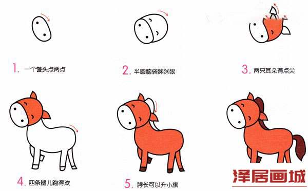 可爱卡通小马简笔画的画法图片