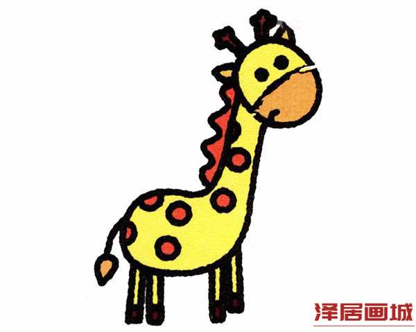 卡通风格的长颈鹿简笔画画法图片