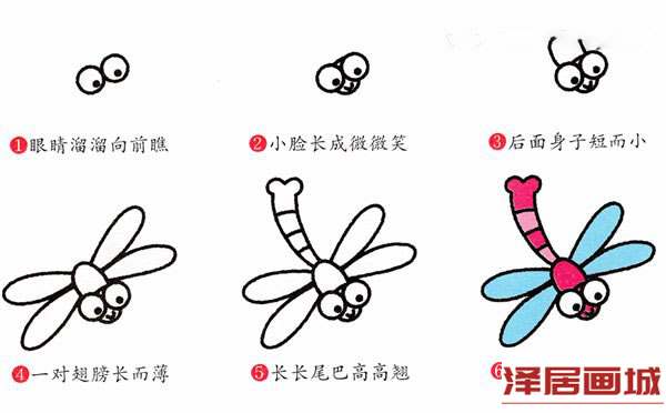飞翔的蜻蜓简笔画画法图片教程