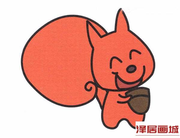 捡到松果的小松鼠简笔画图片教程