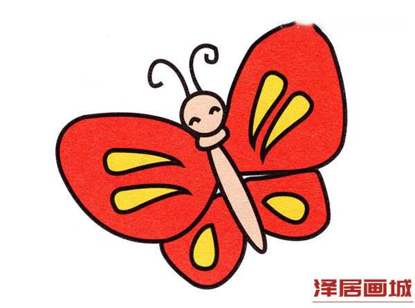 美丽的蝴蝶简笔画画法图片染色