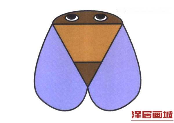 彩色知了蝉简笔画的画法教程