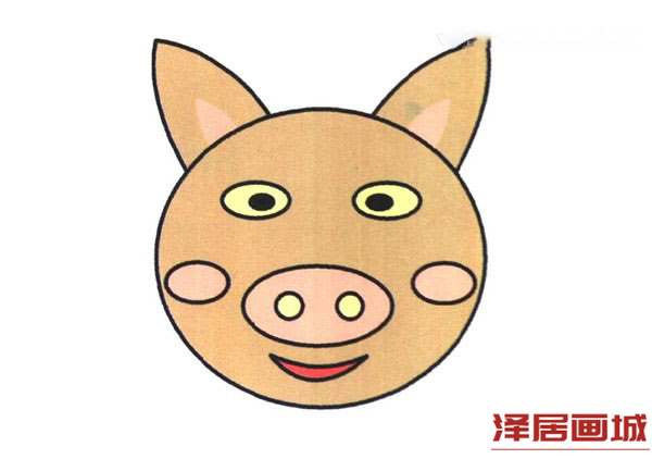 搞笑猪头简笔画的画法教程