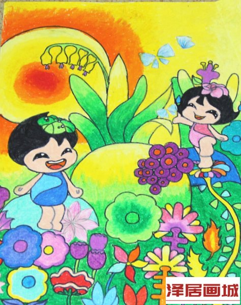 庆六一儿童画：我们像花儿一样鲜艳（儿童画图片）
