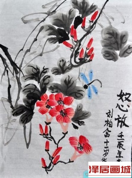 儿童国画作品图片：怒放