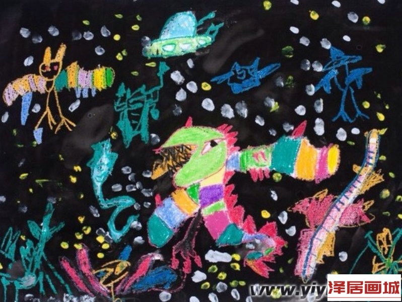 大象学员李小琦6岁画：《星际会议》