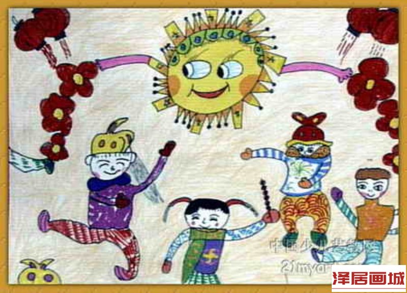 儿童画《新年的美梦》
