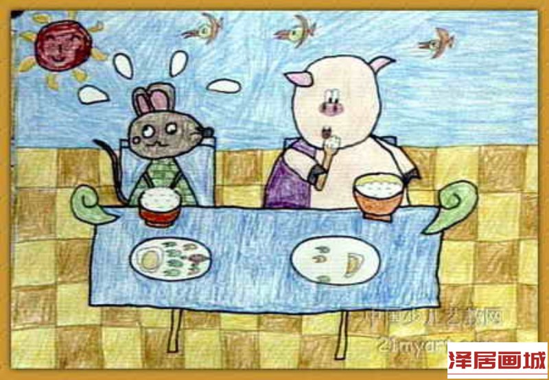 儿童画《不挑食》