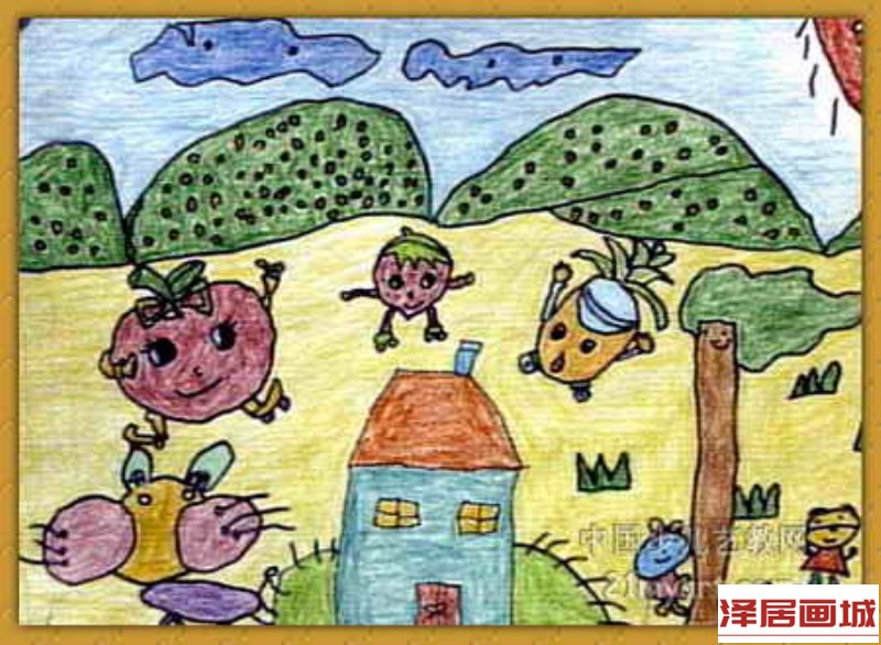 儿童画《大家一起做游戏》