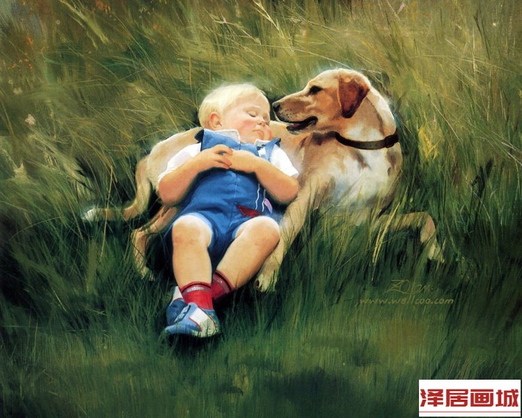 儿童画熟睡的他