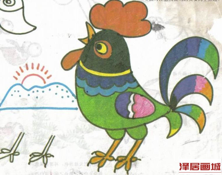 儿童画公鸡