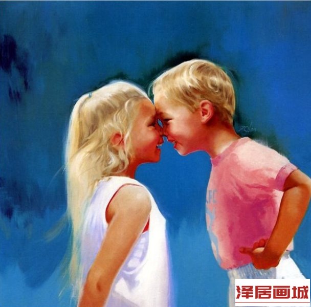 儿童画两个小朋友