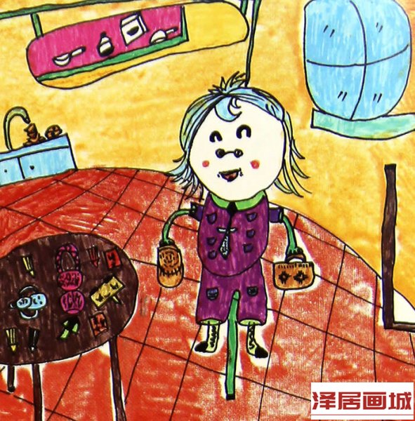 儿童画温馨的家