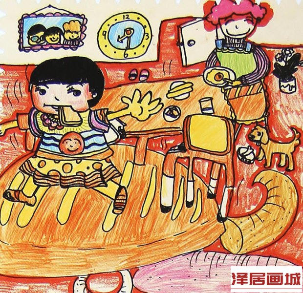 儿童画愉快的周末