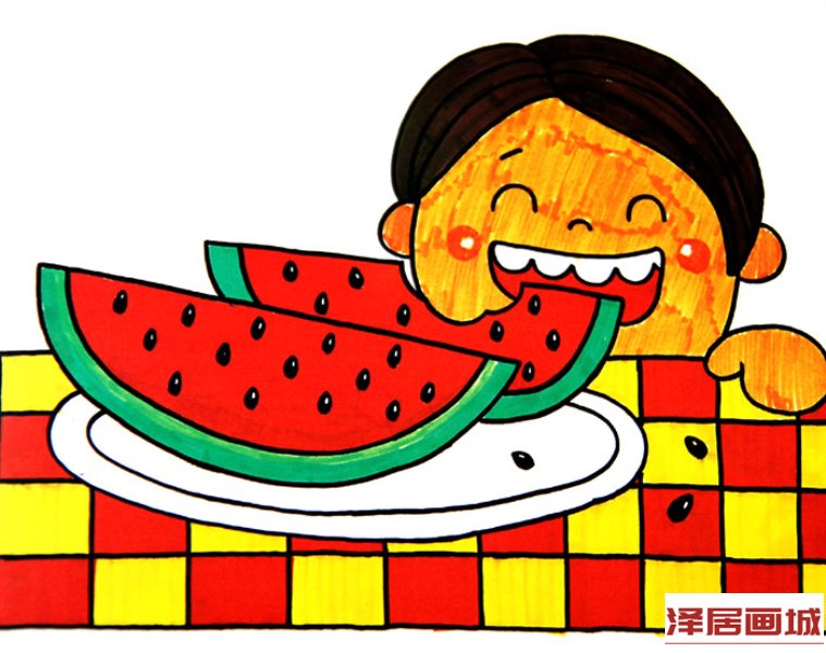 儿童画美味西瓜