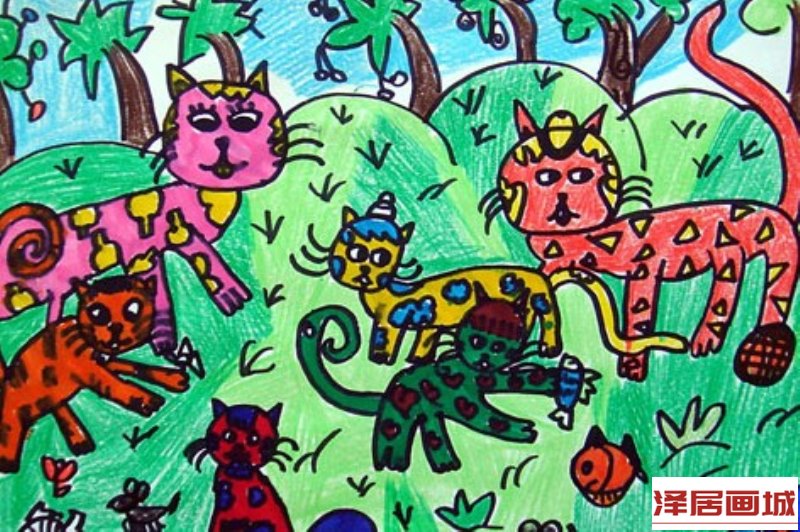 儿童画猫咪王国
