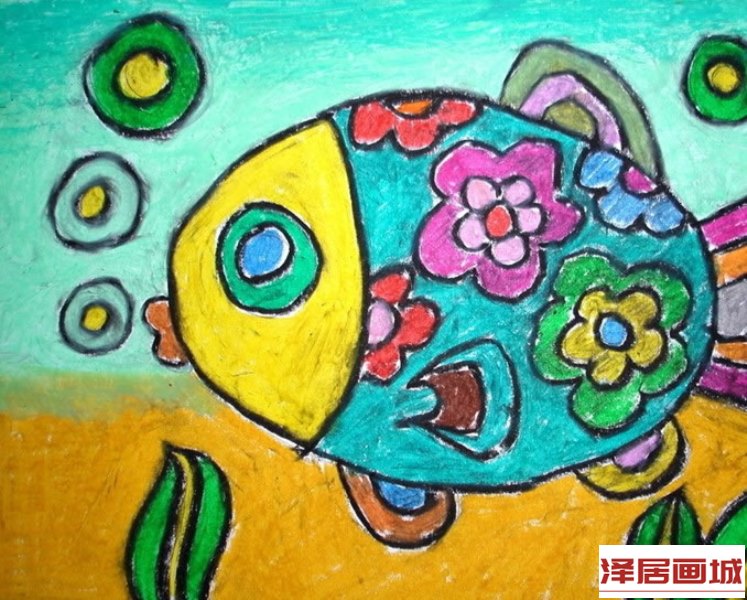 儿童画畅游的小金鱼
