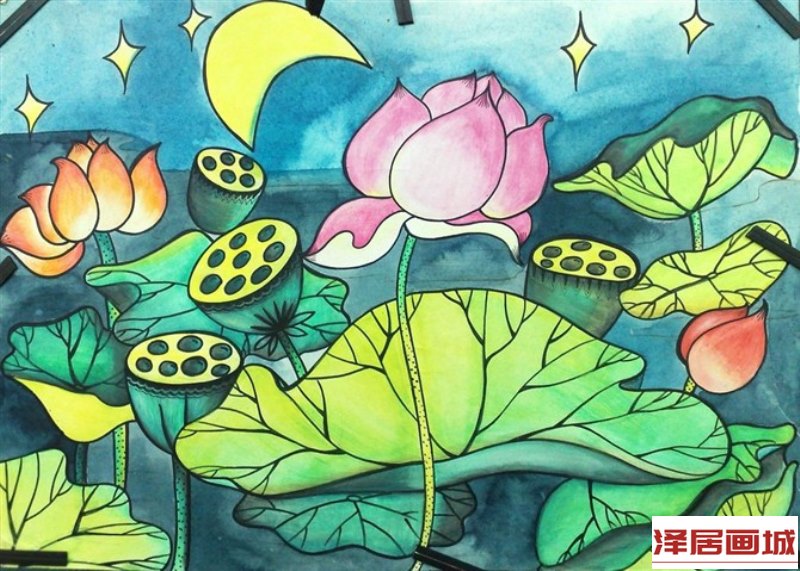 儿童画小荷花