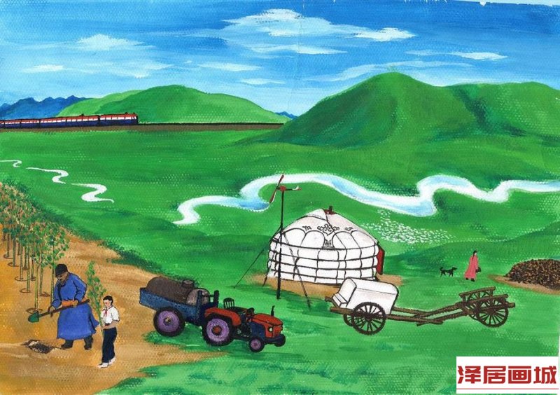儿童画内蒙古