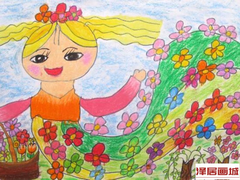 儿童画春姑娘的裙子